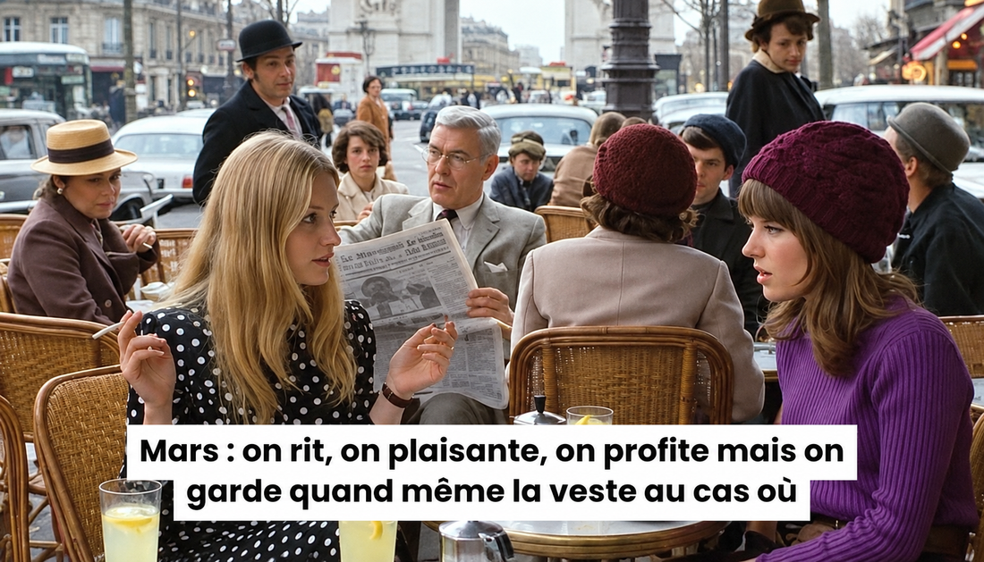 Terrasse de café parisien au mois de mars à l’arrivée du printemps