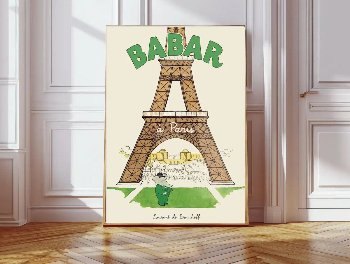 Affiche Babar à Paris – idée cadeau originale Petit Dénicheur