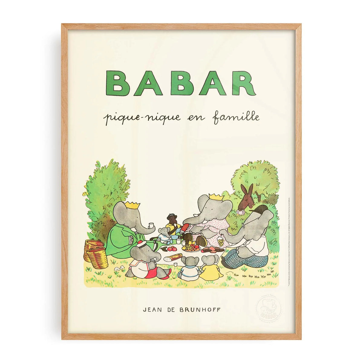 Affiche Babar Pique-nique en famille – idée cadeau originale Petit Dénicheur