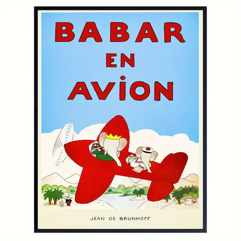 Affiche Babar en avion 