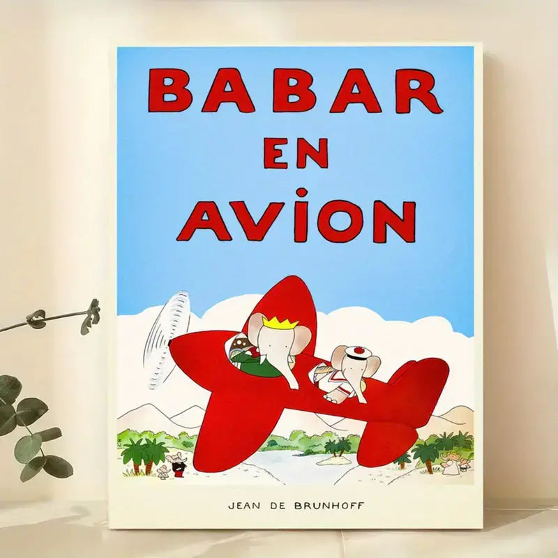 Affiche Babar en avion 