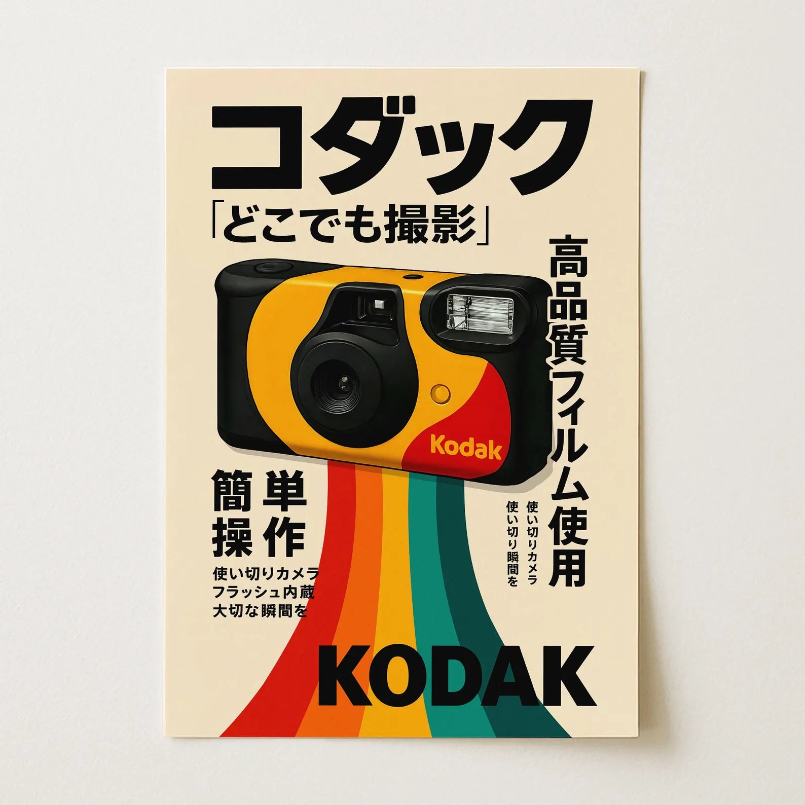 Affiche Kodak appareil photo jetable rétro sur toile 30 × 40 cm