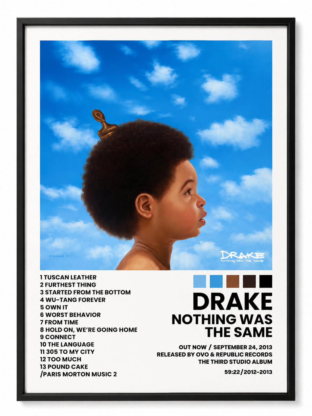 Affiche Drake Nothing Was the Same 30 x 40 cm comme cadeau musique