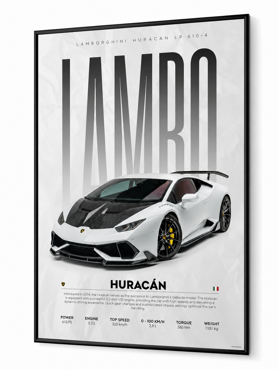 Affiche Lamborghini Huracán sur toile 30 × 40 cm
