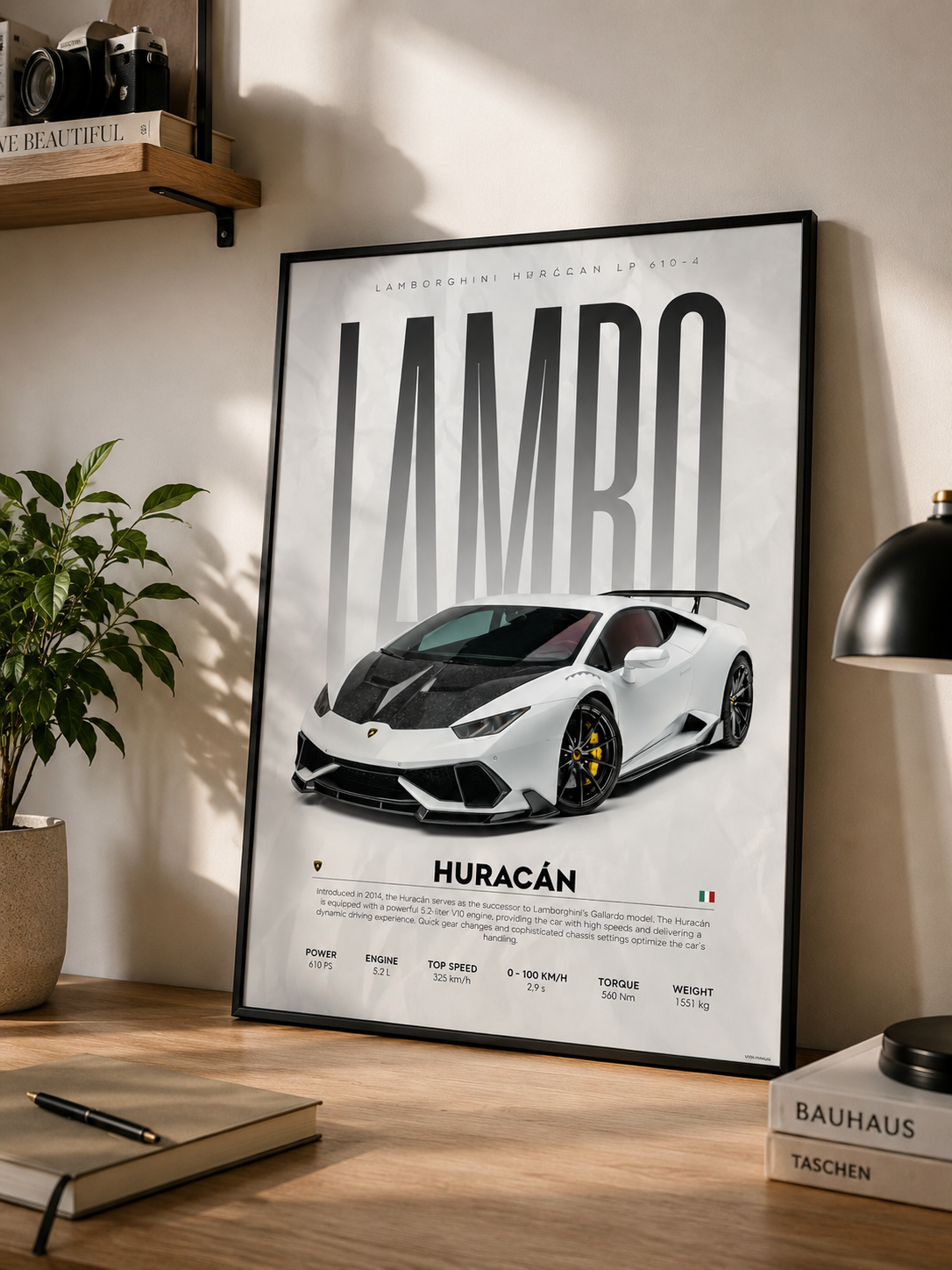 Affiche Lamborghini Huracán sur toile 30 × 40 cm