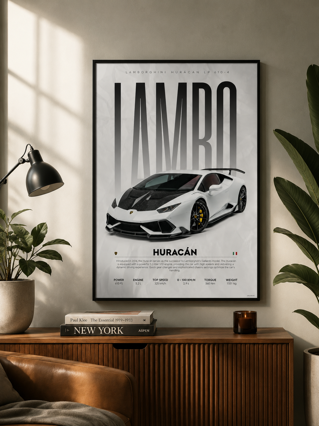 Affiche Lamborghini Huracán sur toile 30 × 40 cm