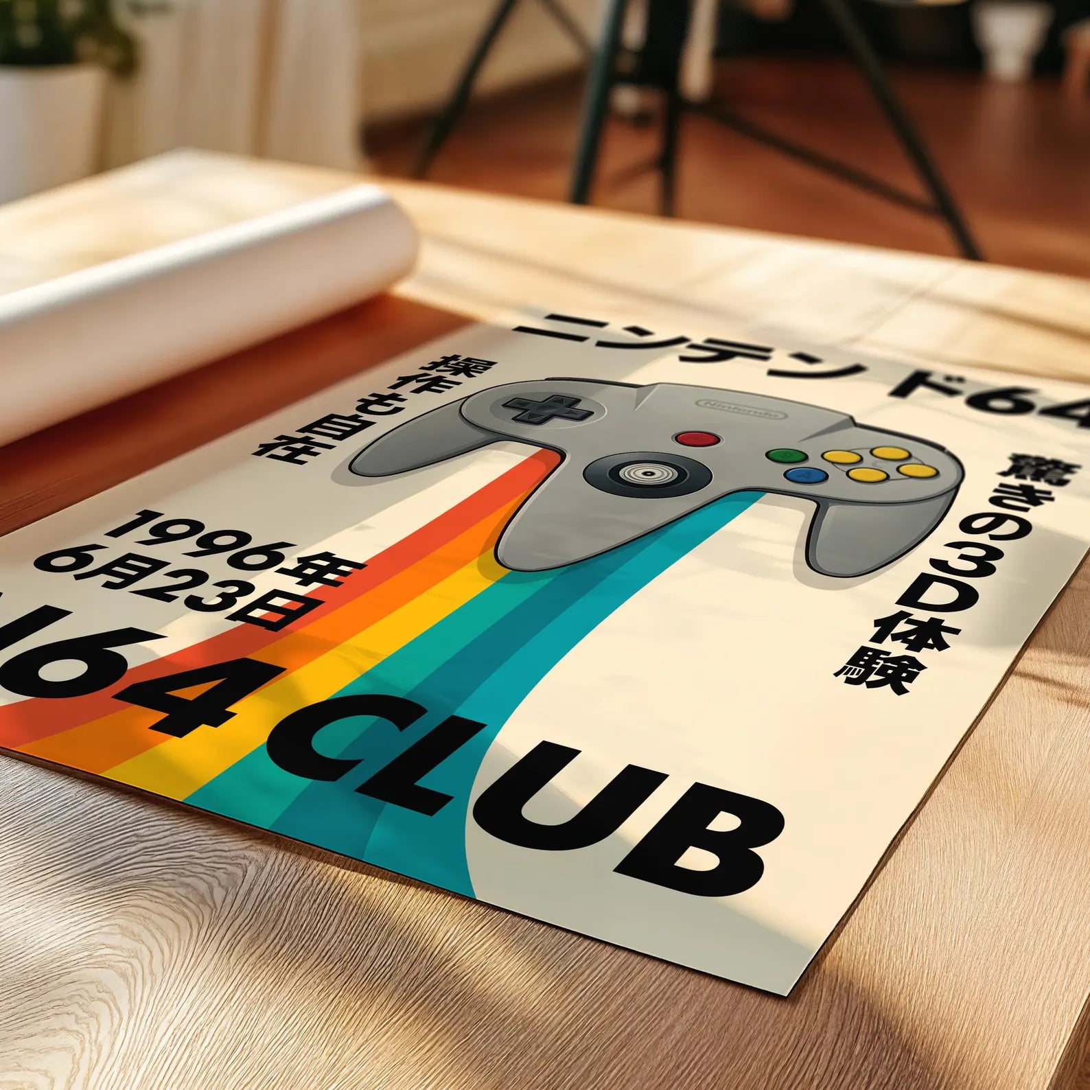 Affiche Manette Nintendo 64 rétro sur toile 30 × 40 cm