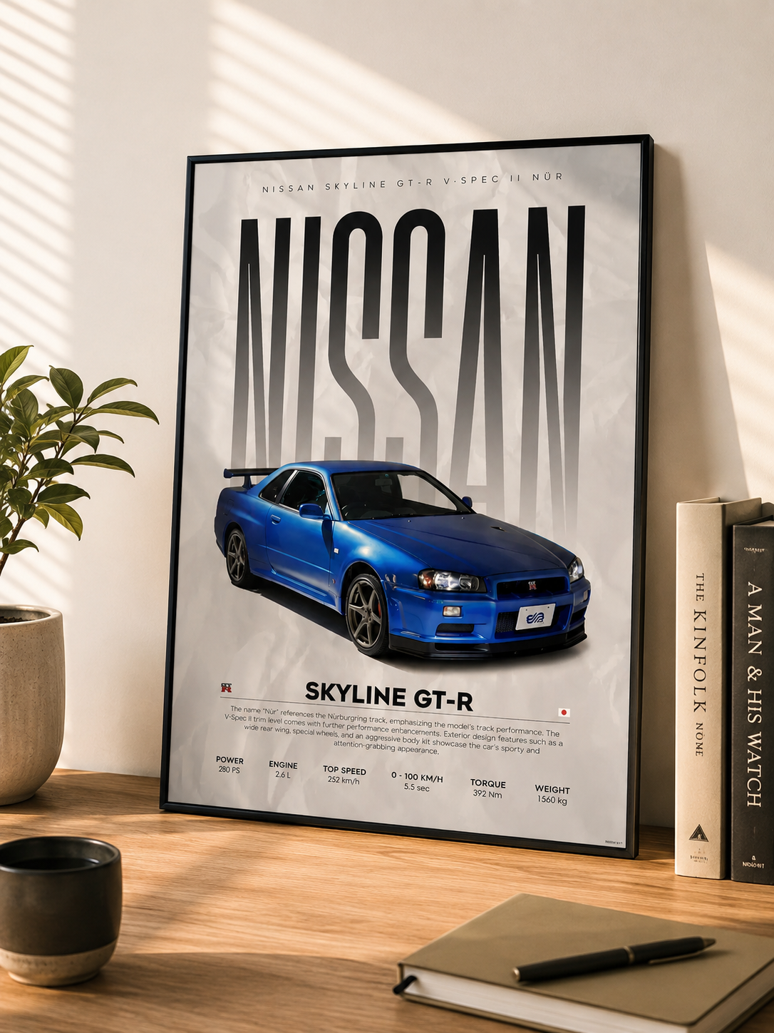 Affiche Nissan Skyline GT-R JDM sur toile 30 × 40 cm