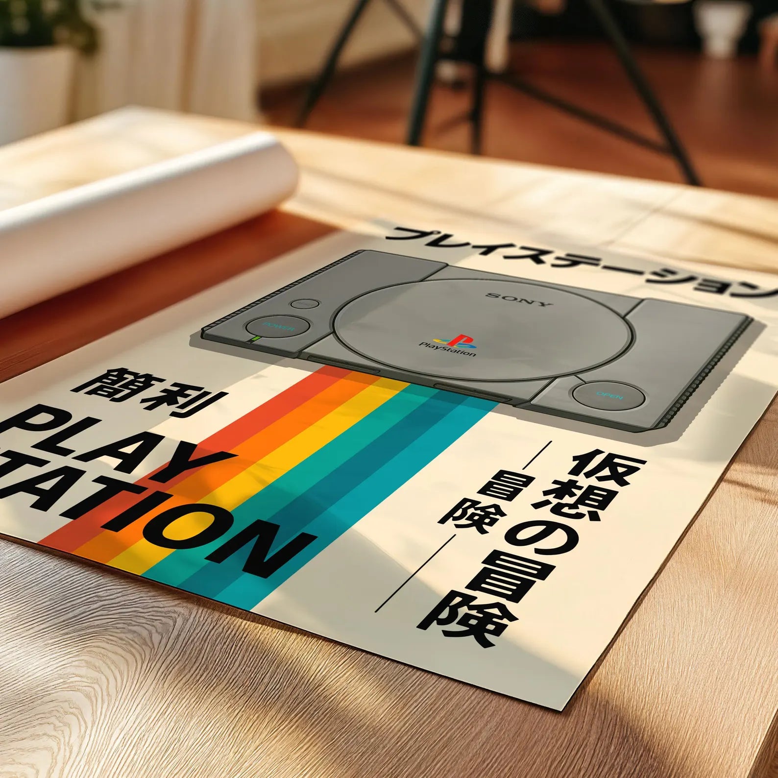 Affiche PlayStation 1 rétro sur toile 30 × 40 cm
