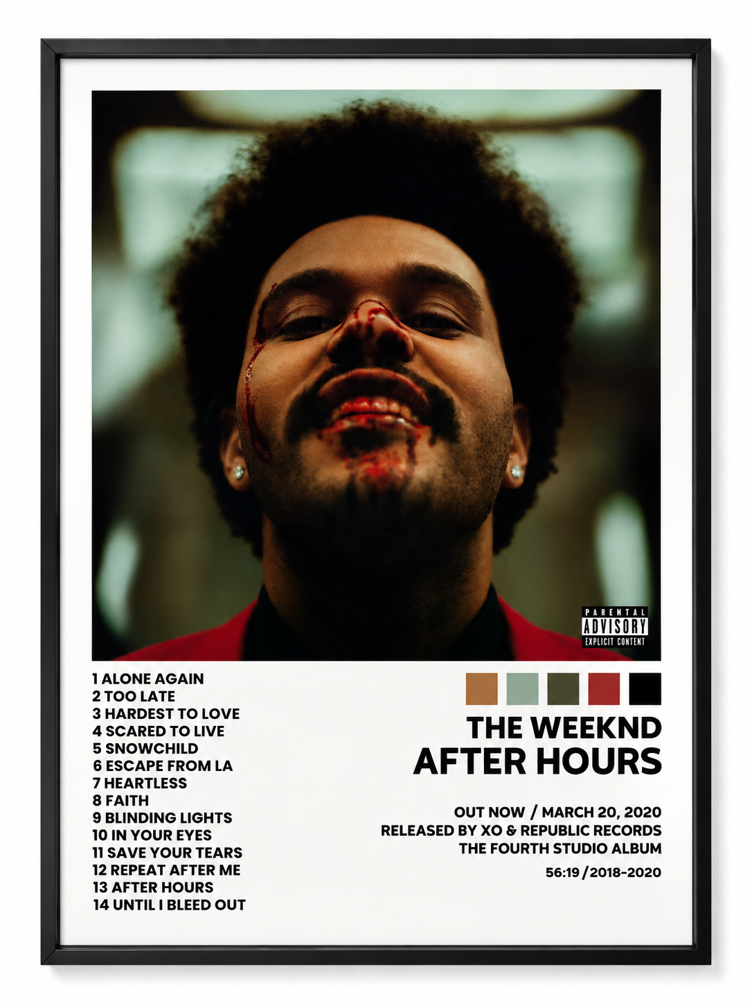 Affiche The Weeknd After Hours pour décoration musicale d'un bureau