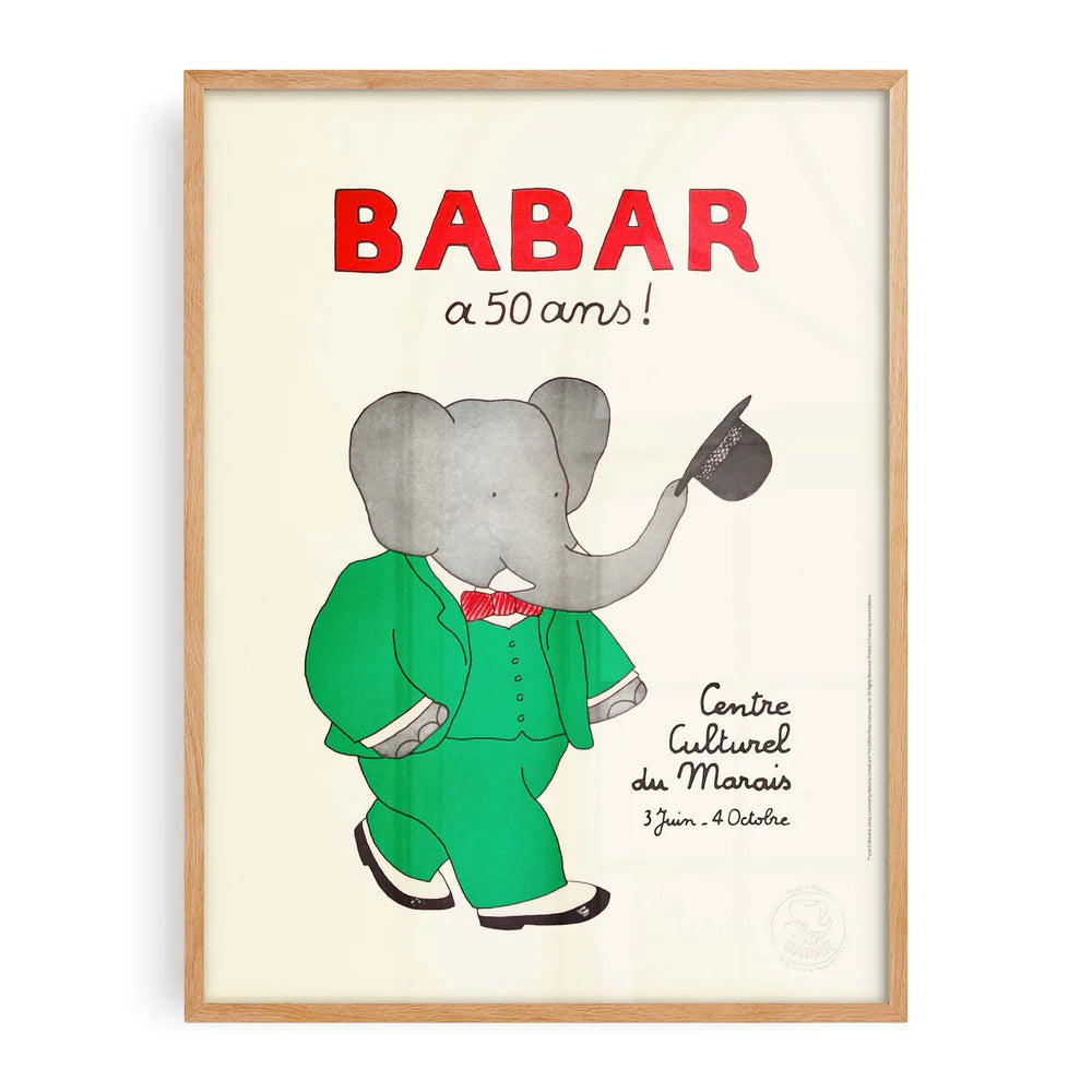 Affiche Babar a 50 ans ! 1981 – idée cadeau originale Petit Dénicheur