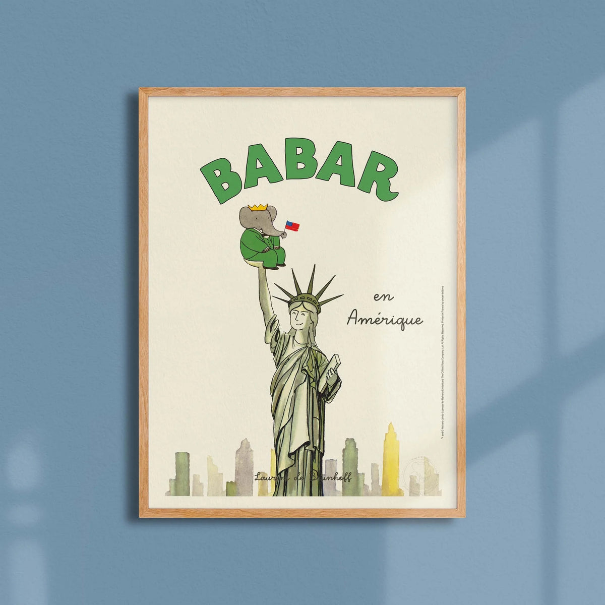 Affiche Babar en Amérique – idée cadeau originale Petit Dénicheur