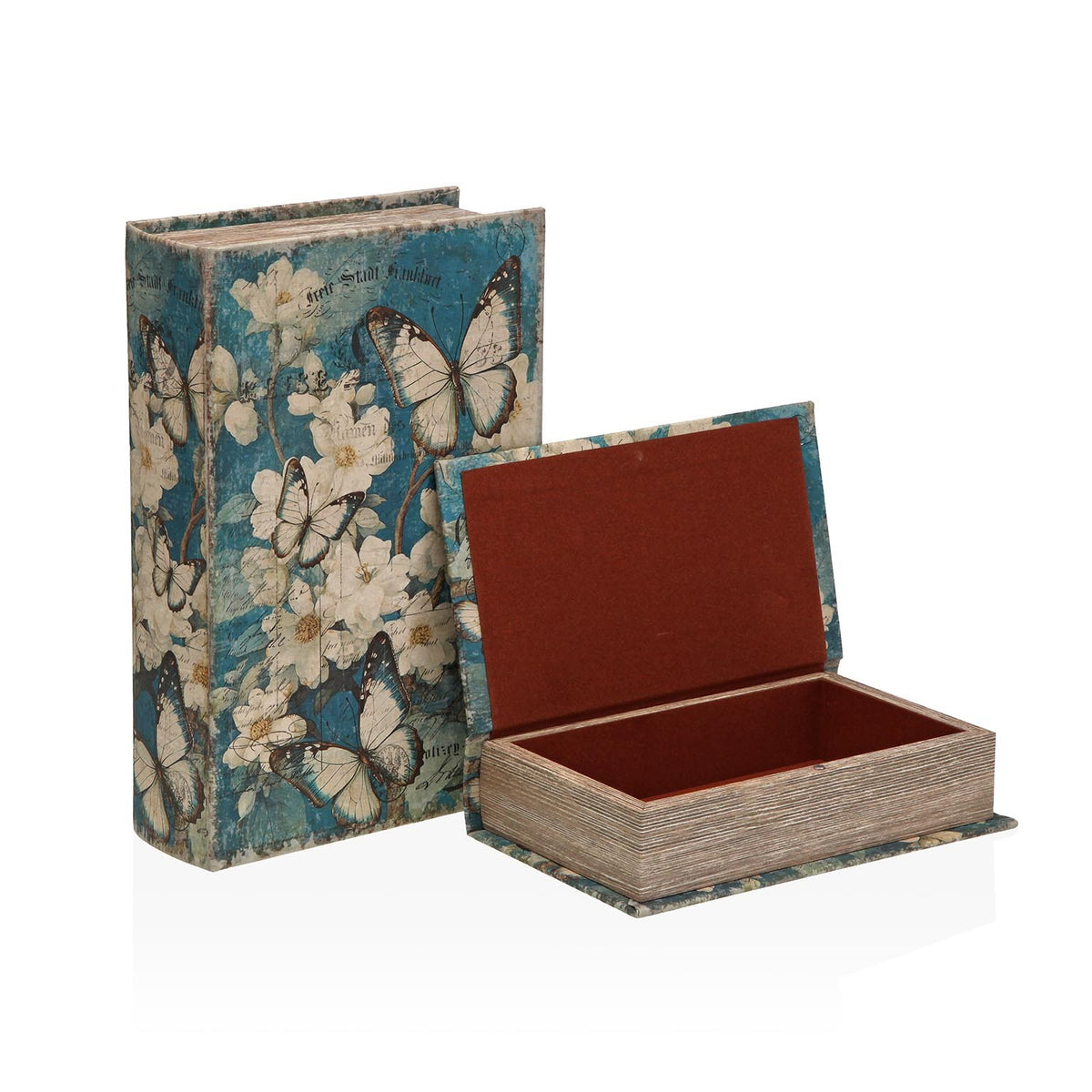 Coffret livre décoratif en bois & lin présenté comme objet insolite