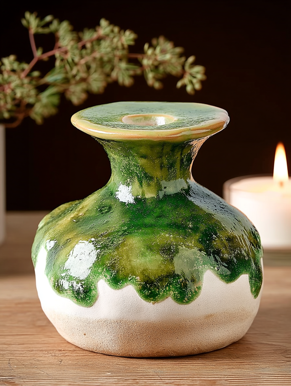 Bougeoir Céramique Vert