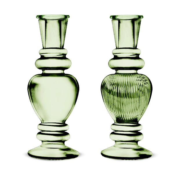 Bougeoir en verre vert — lot de 2 modèles assortis