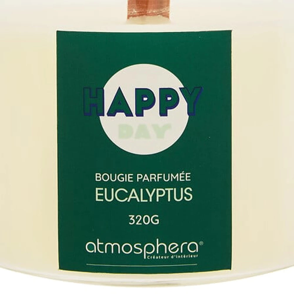 Bougie parfumée Happy Day — Eucalyptus — verre & liège — 280g