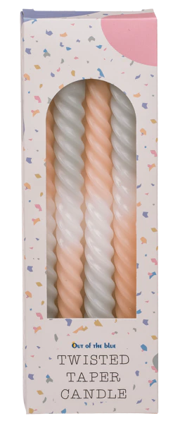 Bougies coniques torsadées dégradé pastel — lot de 4 — 25cm