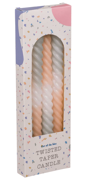 Bougies coniques torsadées dégradé pastel — lot de 4 — 25cm