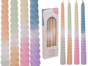 Bougies coniques torsadées dégradé pastel — lot de 4 — 25cm