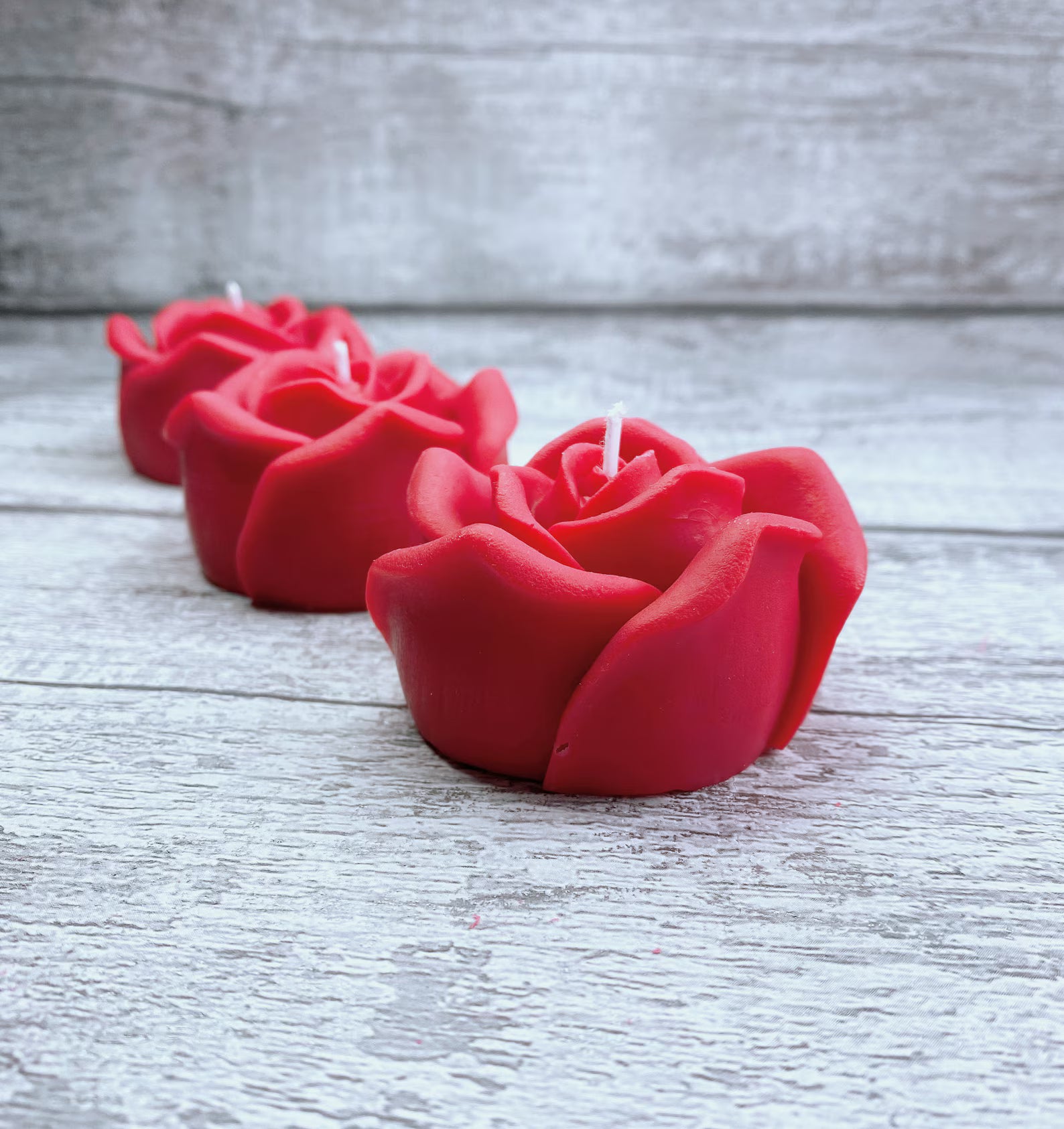 Bougies roses rouges — lot de 3