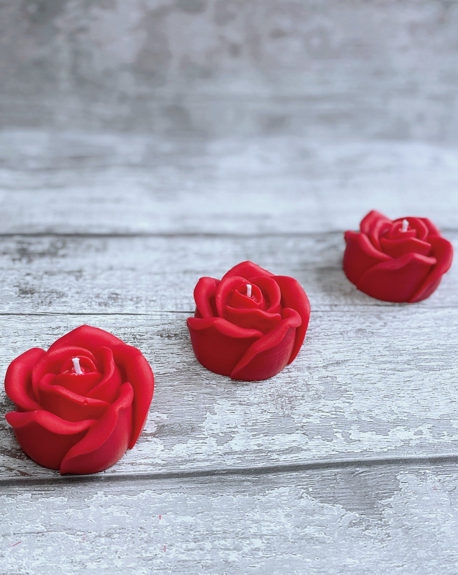 Bougies roses rouges — lot de 3