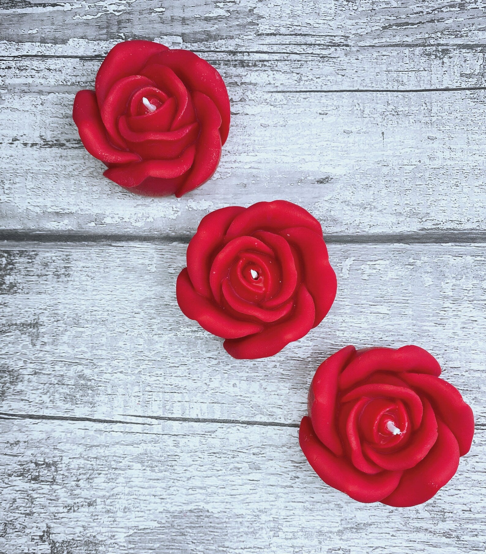 Bougies roses rouges — lot de 3