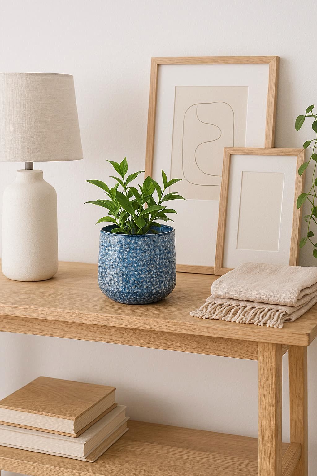 Cache-pot métal bleu antique – idée déco couleur tendance 2026