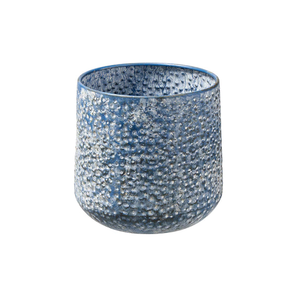 Cache-pot en métal bleu antique