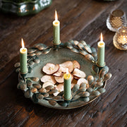 Couronne de l'Avent bougeoir en métal vert & doré