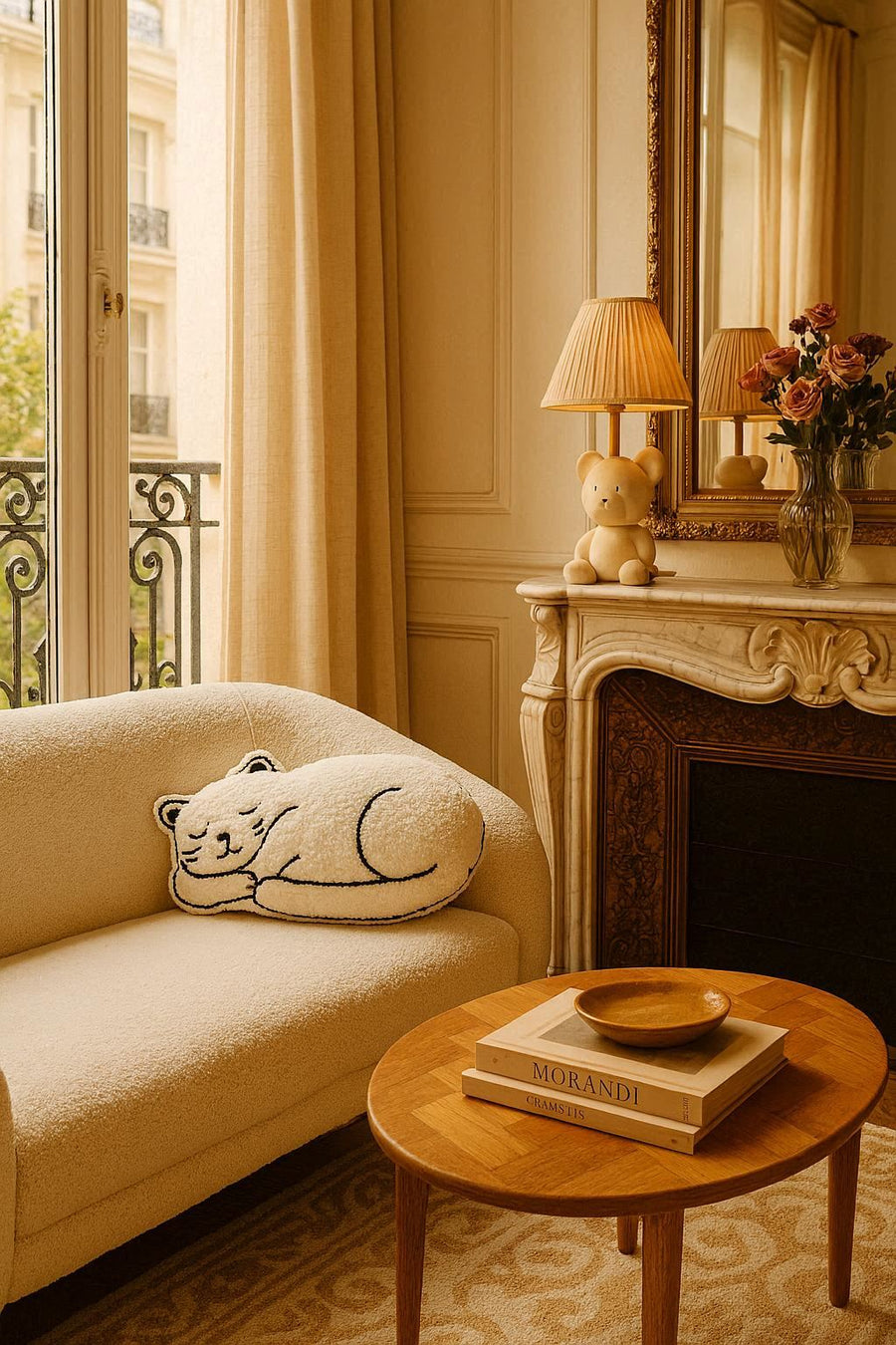 Coussin chat brodé décoratif comme idée cadeau cosy pour la famille