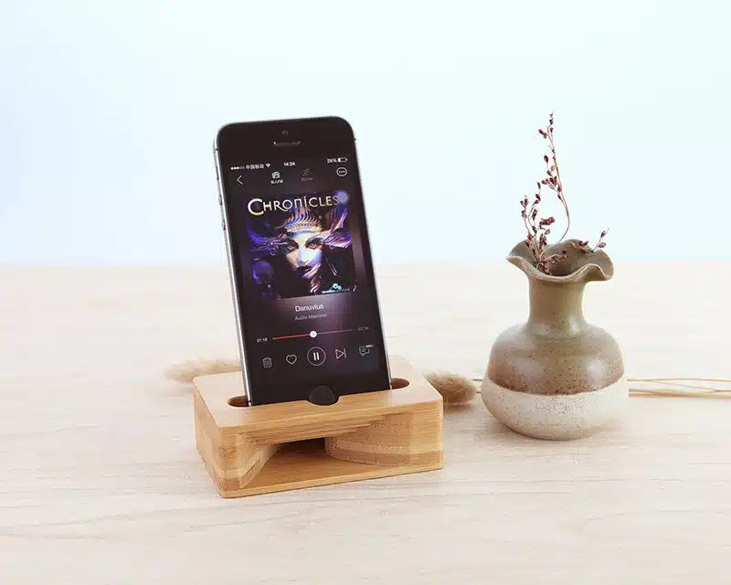 Haut-parleur passif en bois pour téléphone