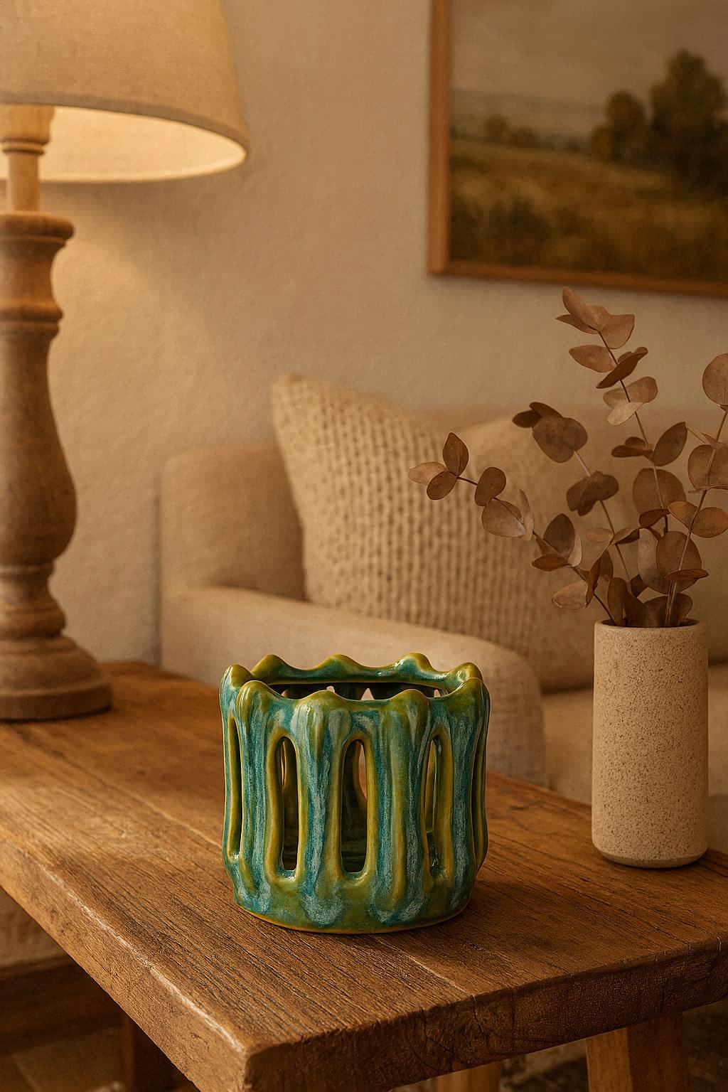 Photophore en Céramique Vert