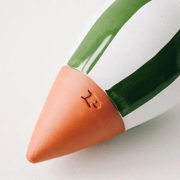 Olla hydratante en terre cuite - Rayé Vert & Blanc