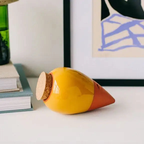 Olla hydratante en terre cuite - jaune moutarde