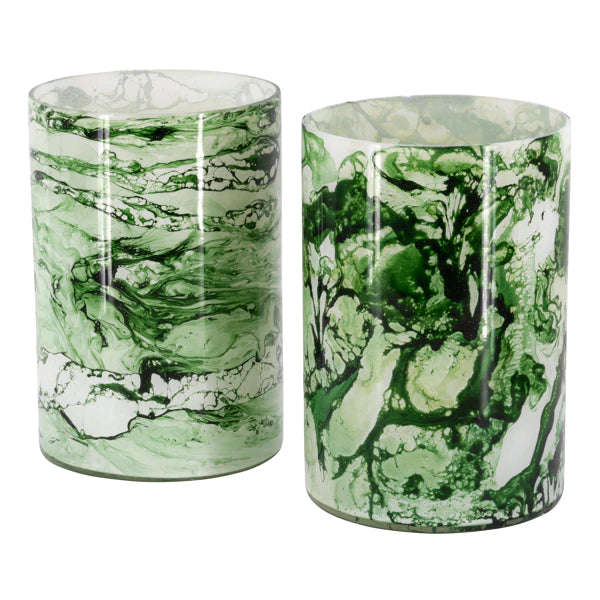 Photophore en verre marbré vert