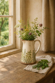 Pichet en céramique crème & vert