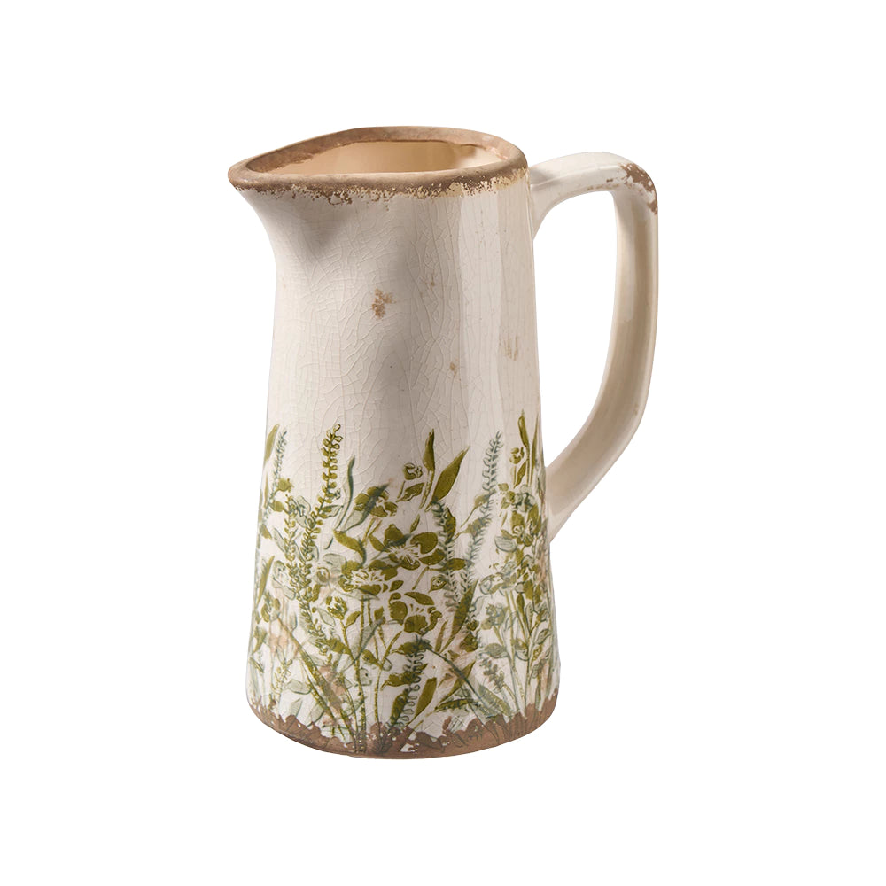 Pichet en céramique crème & vert