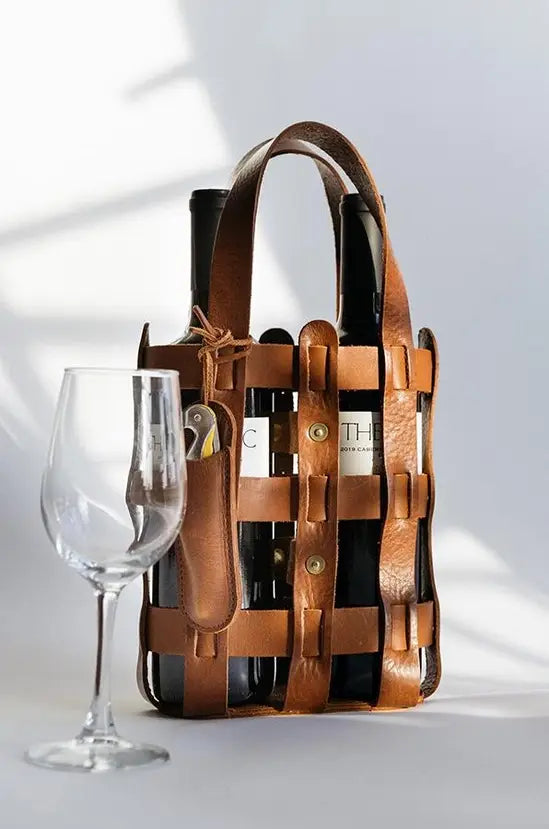 Sac à vin en cuir pleine fleur