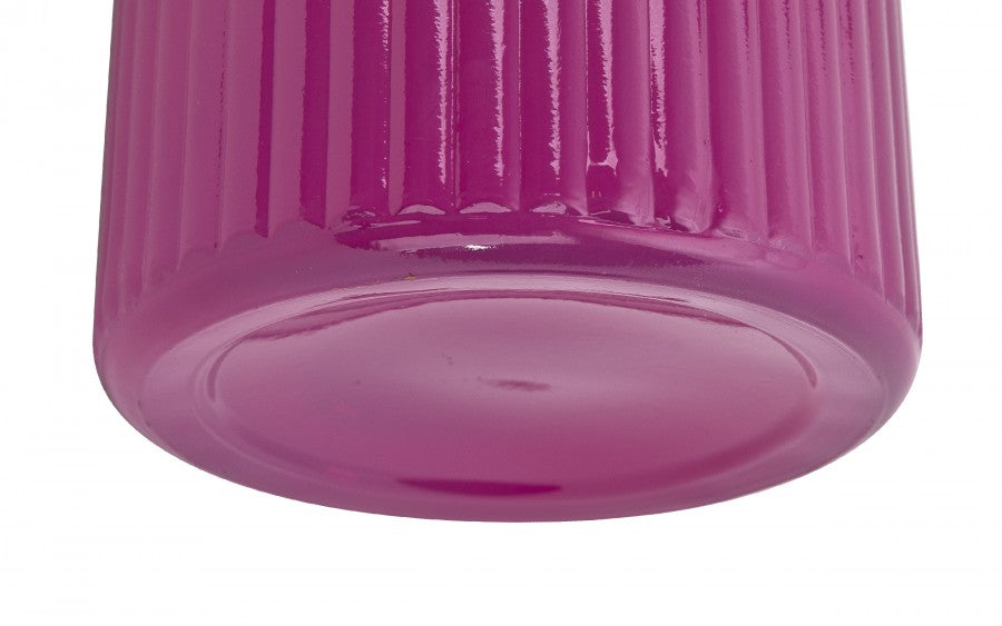 Bouteille vase en verre rose fuchsia