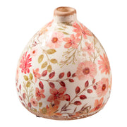 Vase soliflore en céramique crème & rose fleuri